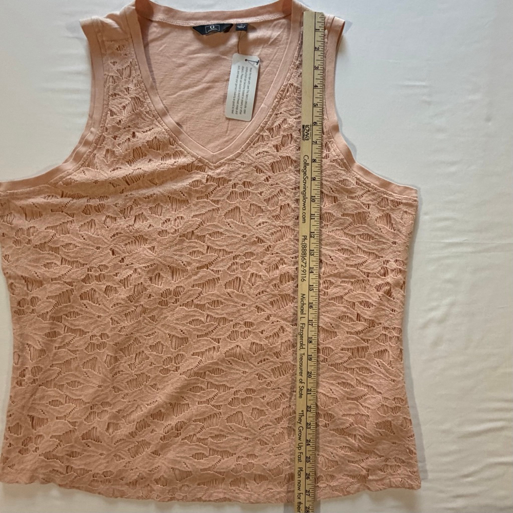 G by Giuliana NWOT Lace Front Tank Top 1X Soft Peach V-Neck Cotton Blend Chic - Picture 8 of 9